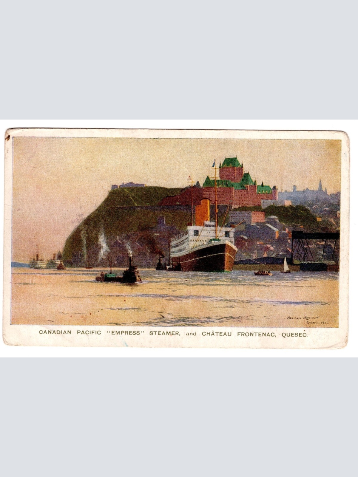 AK, Empress Steamer and Chateau Frontenac, Quebec, Ansichtskarte (S5884)