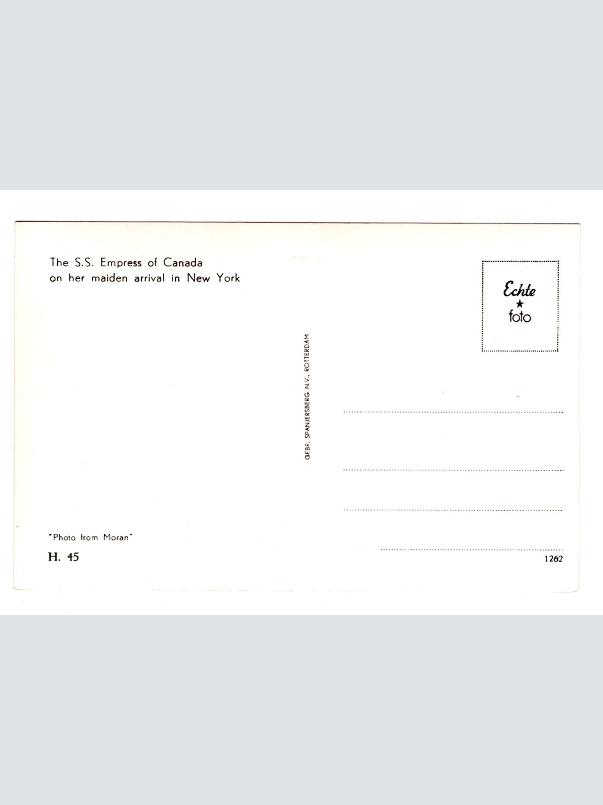 AK, S.S. Empress of Canada, on her maiden arrival in NY, Ansichtskarte (S5885)
