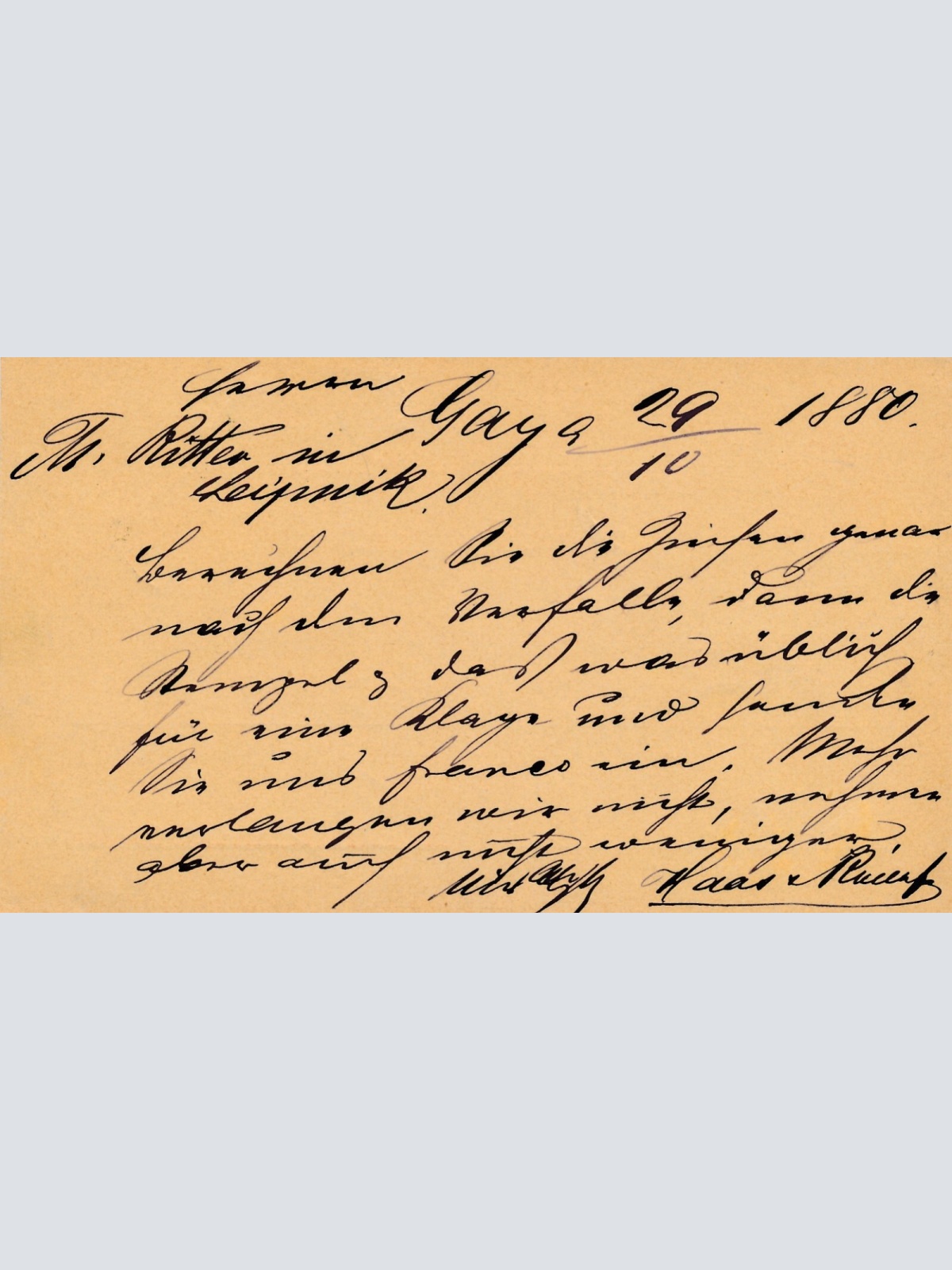 2 Kreuzer Ganzsachen - Karte 1880 aus Gaya in Mähren (14369)