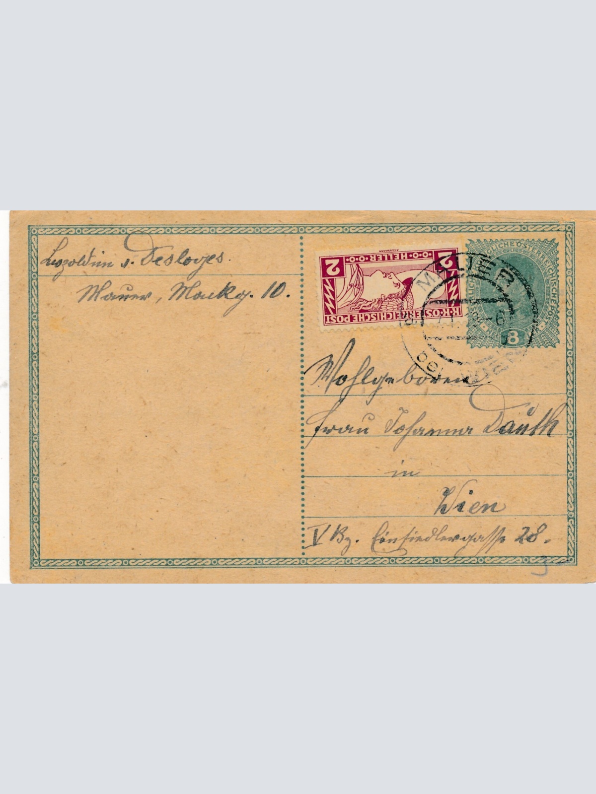 8 Heller Ganzsachen - Karte 1919 aus Maljer bei Wien (14378)