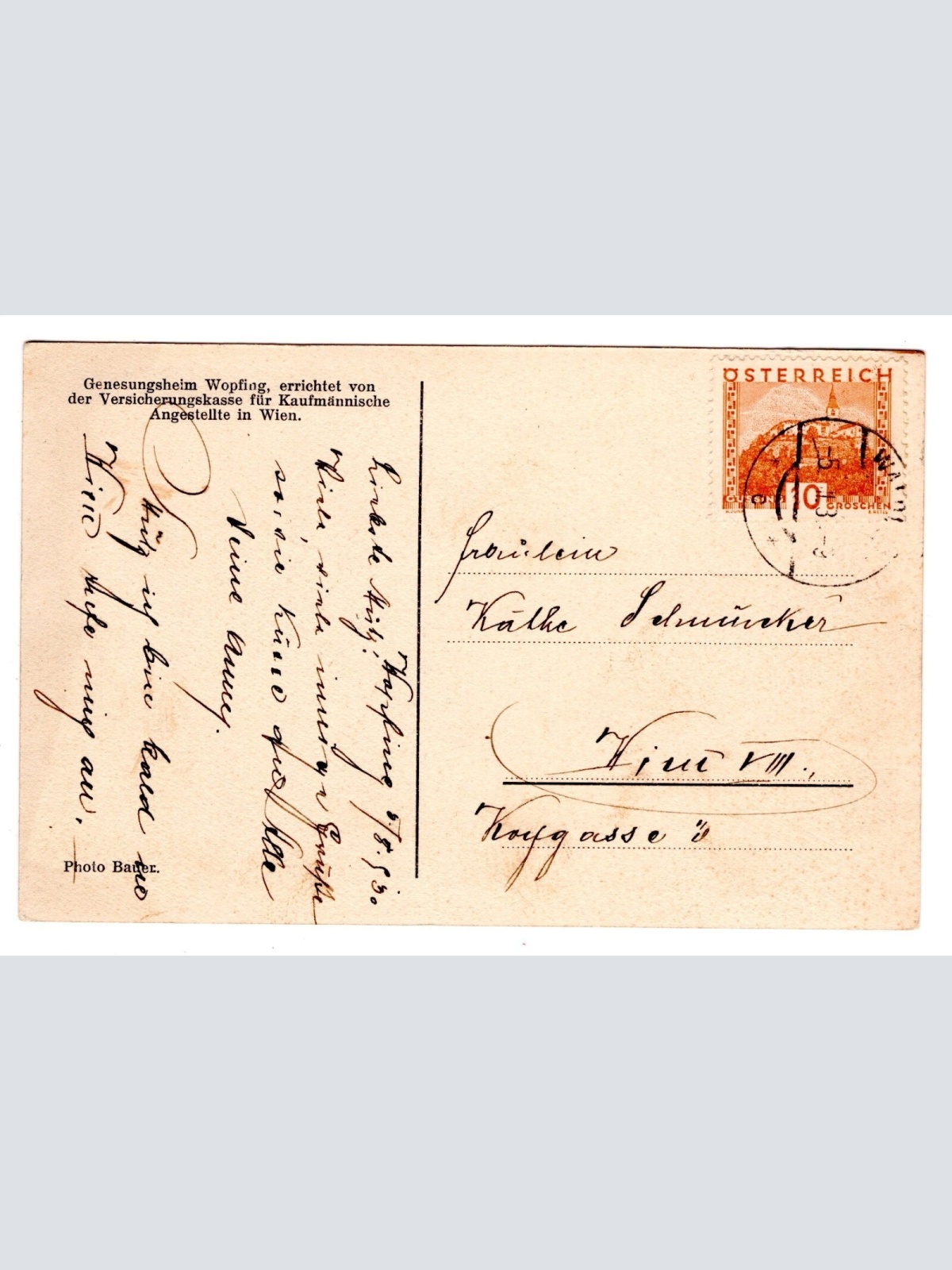 AK, Genesungsheim Wopfing, Niederösterreich, Ansichtskarte (S6024)