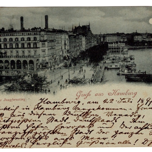 AK, Gruß aus Hamburg, Alter Jungfernstieg, Ansichtskarte (S6312)