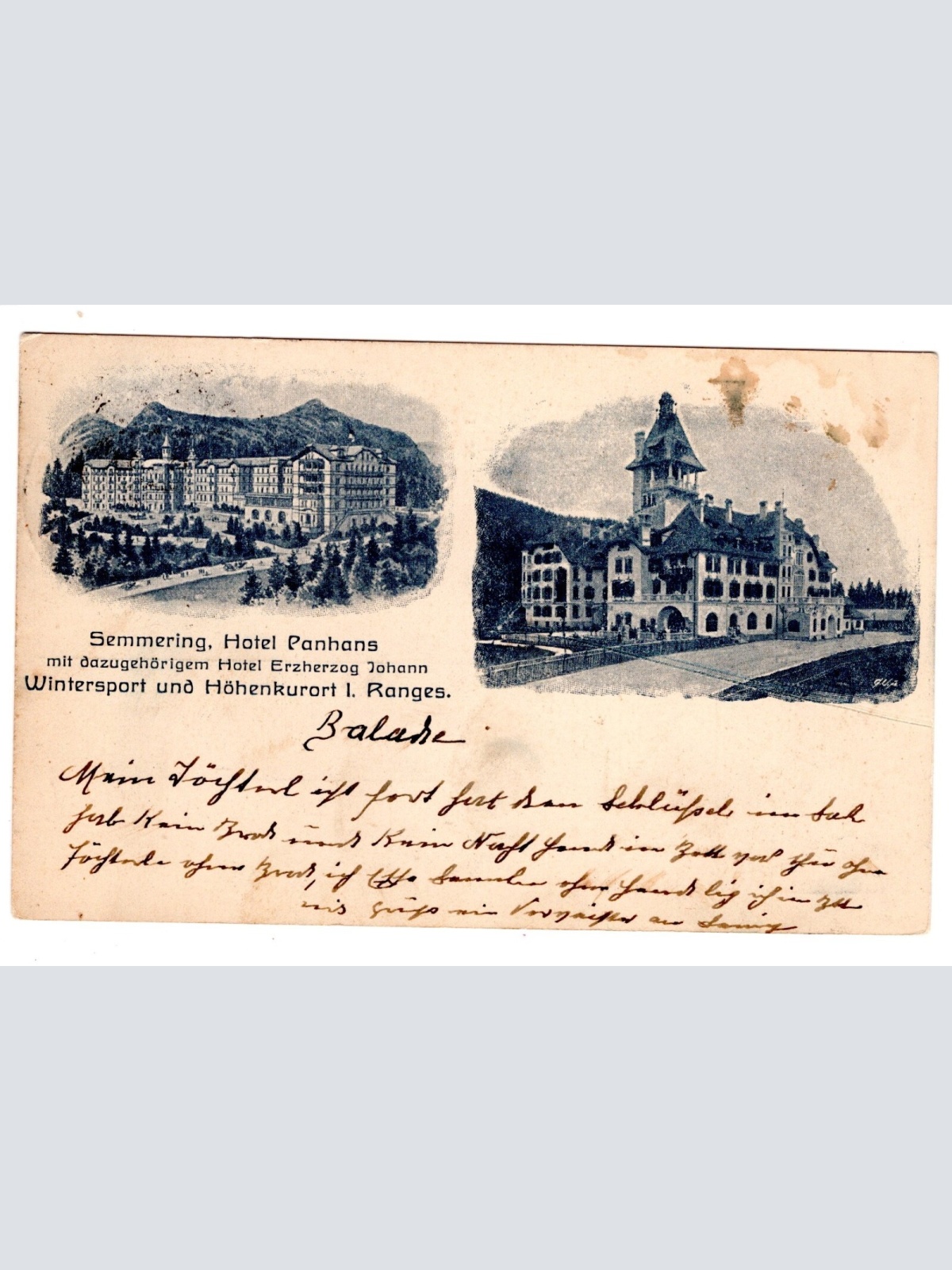 AK, Semmering, Hotel Panhans, Niederösterreich, Ansichtskarte (S6534)