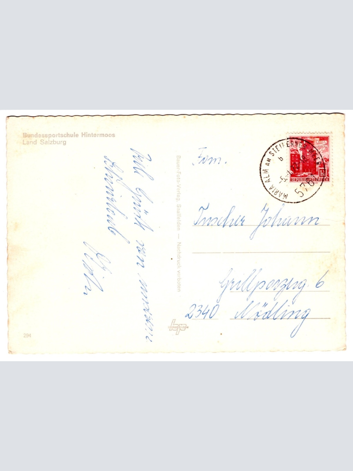 AK, Bundessportschule Hintermoos, Salzburg, Ansichtskarte (S6579)