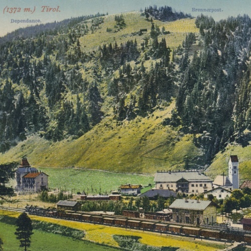 AK vom Brennerpaß mit Eisenbahn - Bahnhof Italien Ansichtskarte (14351)