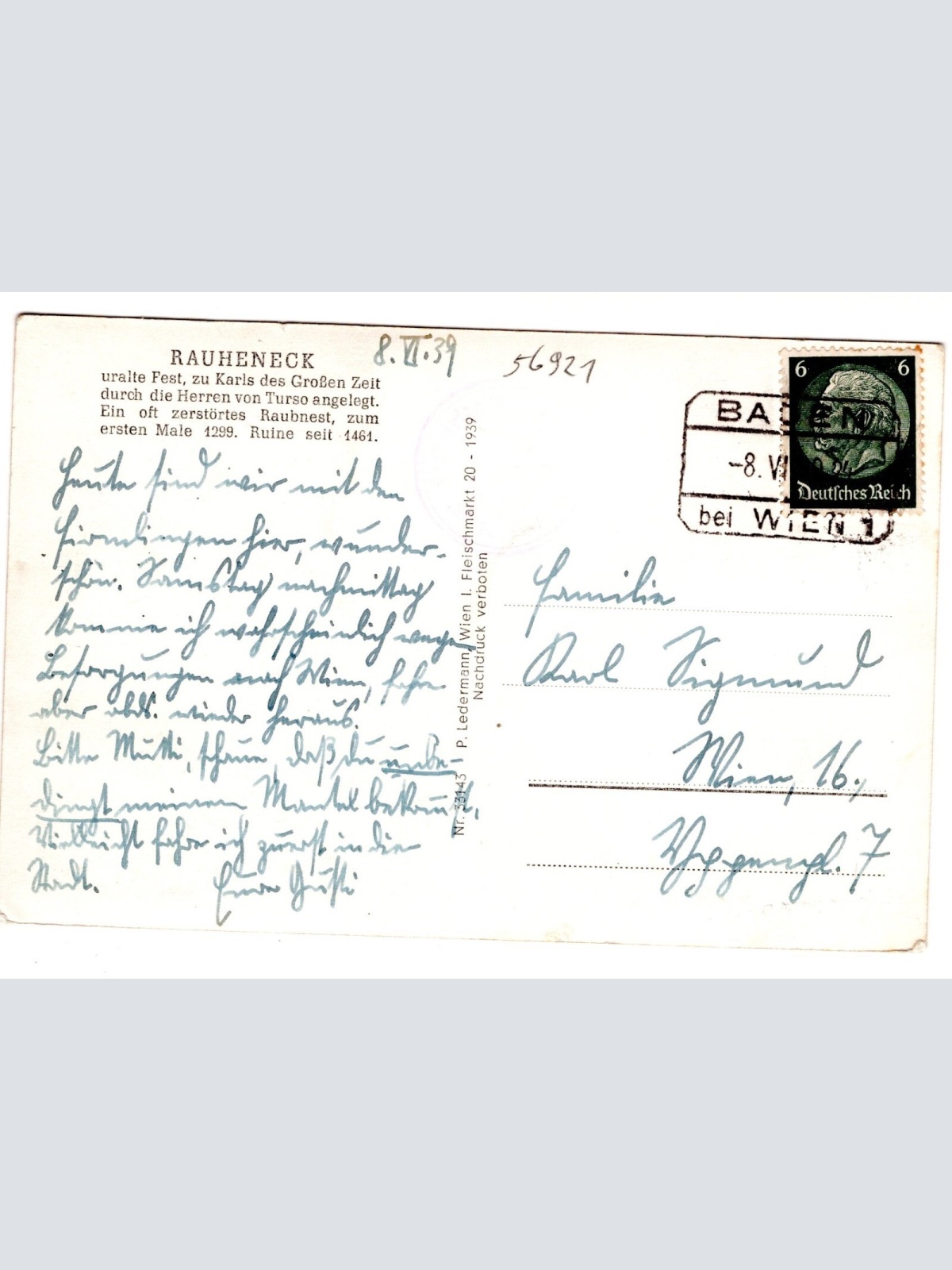 AK, Ruine Rauheneck, Baden bei Wien, Niederösterreich, Ansichtskarte (S6695)