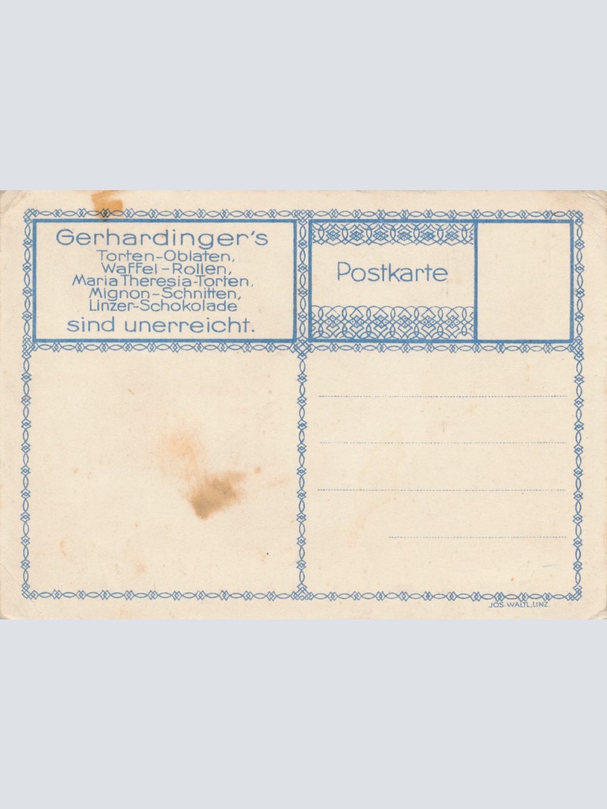 Reklame Karte Linzer Schnitten aus Linz Oberösterreich Ansichtskarte (14404)