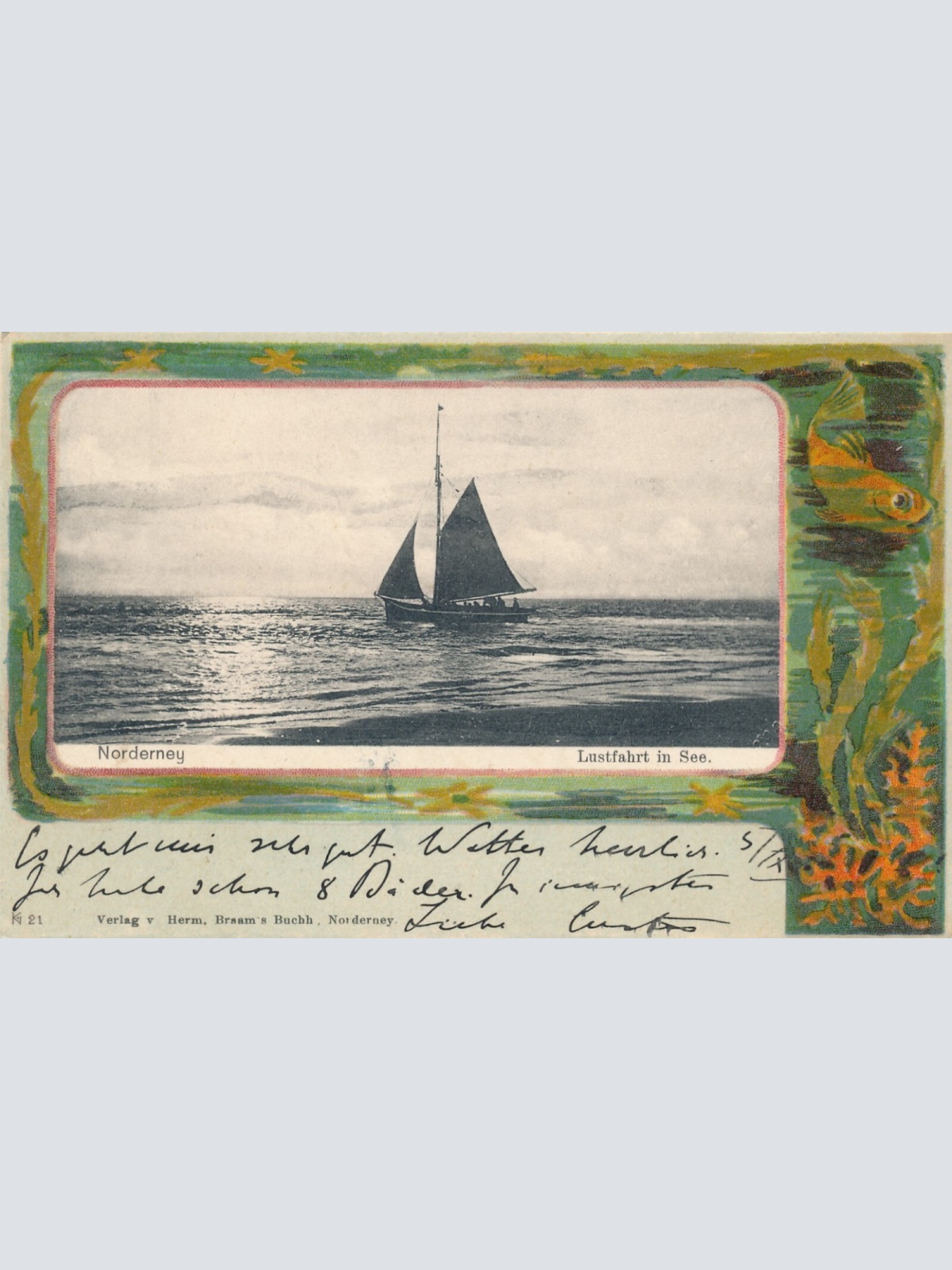 AK aus Norderney mit Segelbot Niedersachsen Ansichtskarte (14383)