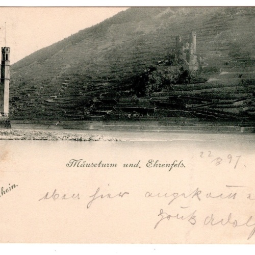 AK, Mäuseturm und Ehrenfels, Rheinland-Pfalz, Ansichtskarte (S6794)