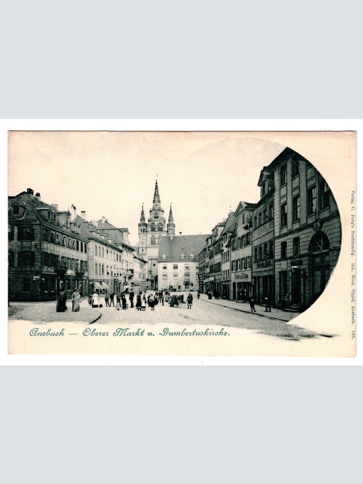 AK, Ansbach, Oberer Markt u. Gumbertuskirche, Bayern, Ansichtskarte (S6828)