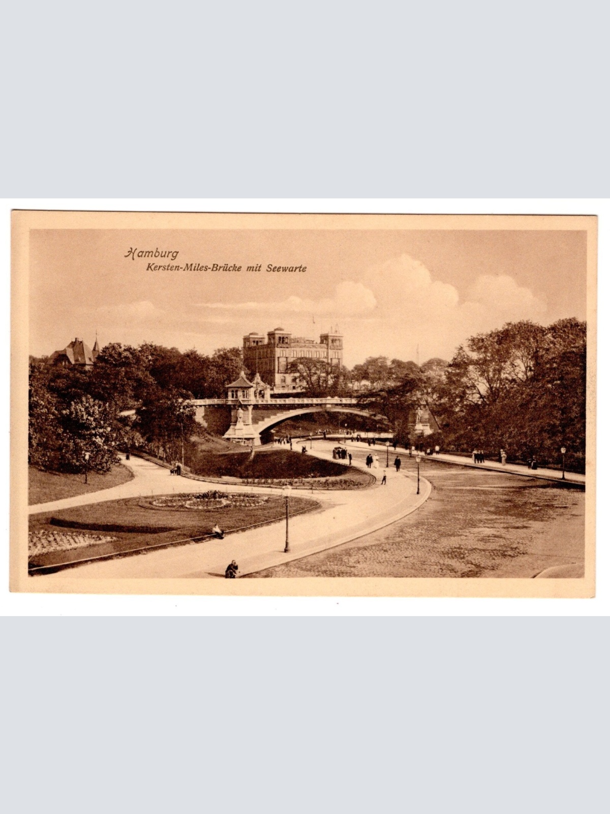 AK, Hamburg, Kersten-Miles-Brücke mit Seewarte, Ansichtskarte (S6832)