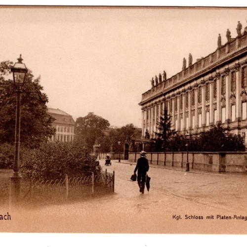 AK, Ansbach, Kgl. Schloss mit Platen-Anlagen, Bayern, Ansichtskarte (S6836)