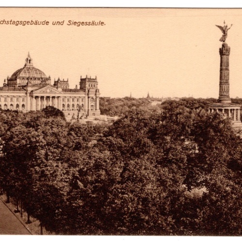 AK, Berlin, Reichstagsgebäude und Siegessäule, Ansichtskarte (S6872)