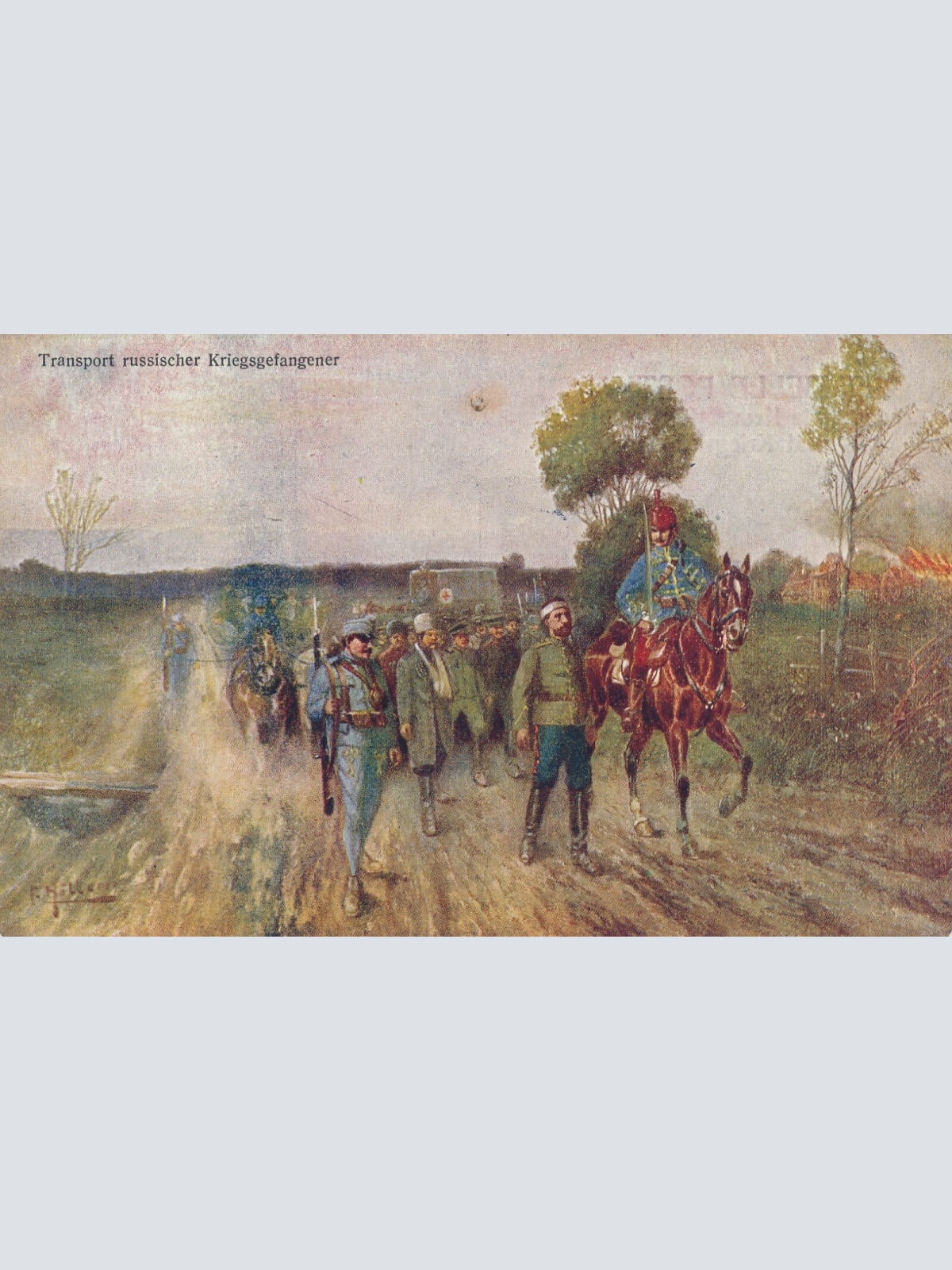 AK Transport Russischer Kriegsgefangener Militaria Ansichtskarte (14434)