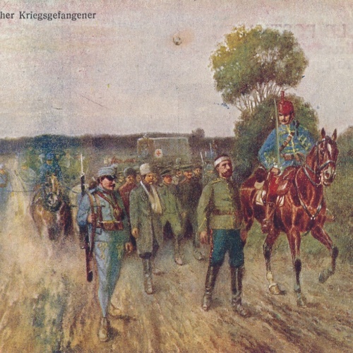 AK Transport Russischer Kriegsgefangener Militaria Ansichtskarte (14434)