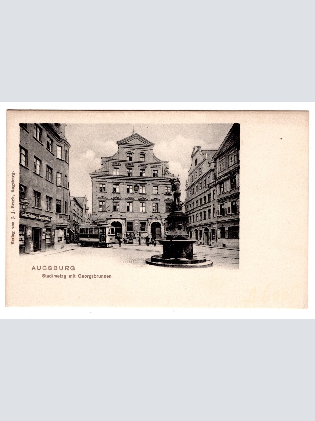 AK, Augsburg, Stadtmetzg mit Georgsbrunnen, Bayern, Ansichtskarte (S7038)