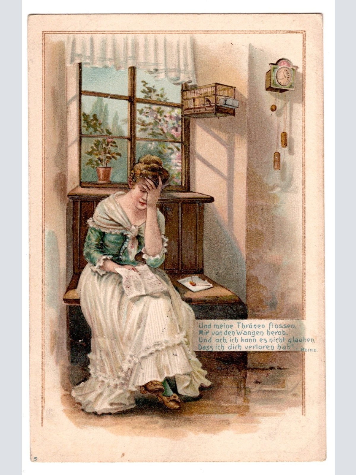 Präge-AK, Und meine Thränen flossen, mir von den Wangen, Ansichtskarte (S7286)