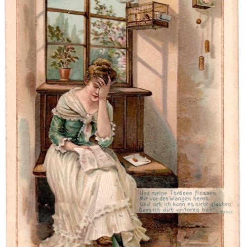 Präge-AK, Und meine Thränen flossen, mir von den Wangen, Ansichtskarte (S7286)