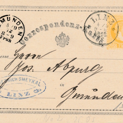 2 Kreuzer - Ganzsachen - Karte 1872 aus Linz (14590)