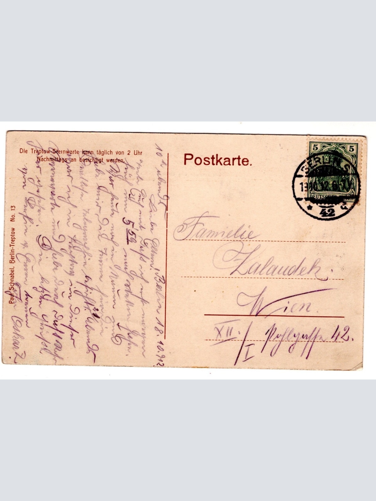 AK, Treptow-Sternwarte, Berlin, Ansichtskarte (S7334)