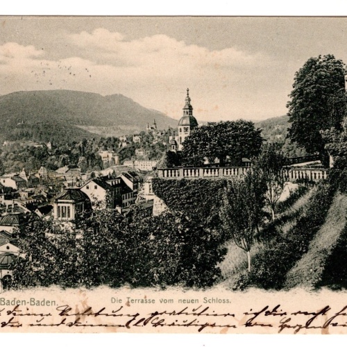 AK, Baden-Baden, Terrasse vom Schloss, Baden-Württemberg, Ansichtskarte (S7410)
