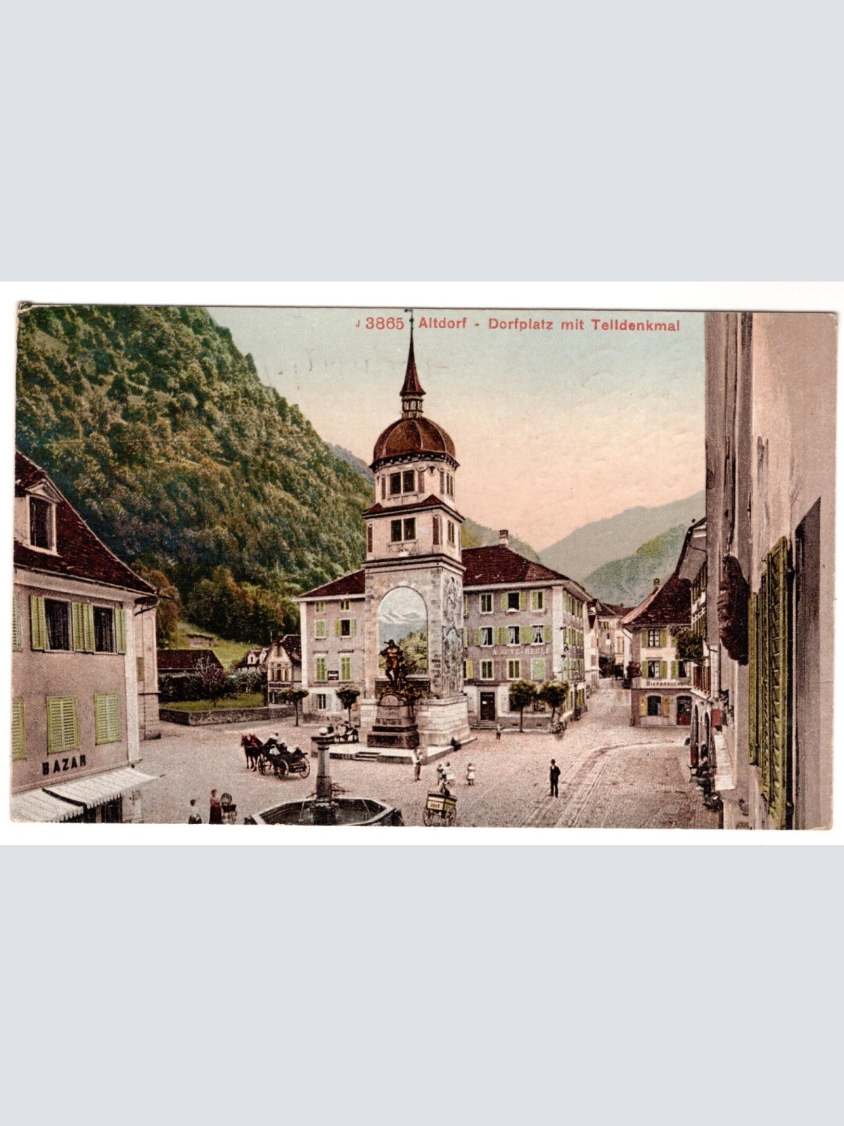 AK, Altdorf - Dorfplatz mit Telldenkmal, Ansichtskarte (S7441)