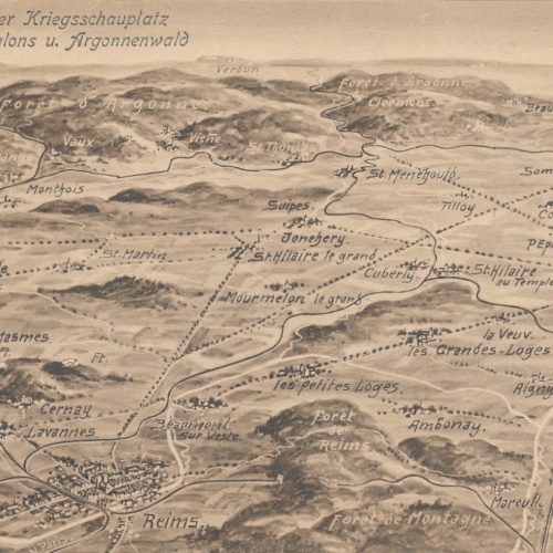 AK Westlicher Kriegsschauplatz mit Zeppelin Militaria Ansichtskarte (14622)