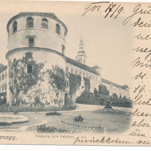 AK aus Hollenegg Eingang ins Schloss Steiermark Ansichtskarte (14636)