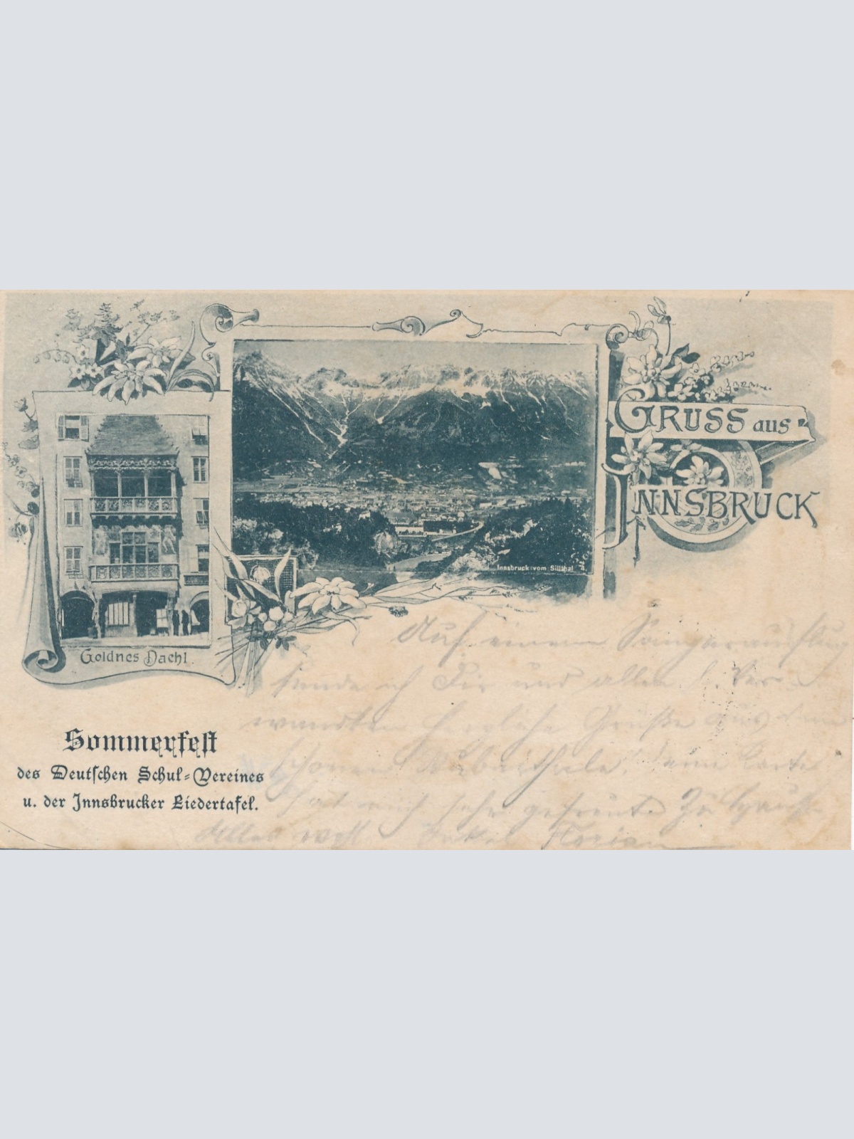 AK gruss aus Innsbruck mit Zudruck Sommerfest Tirol Ansichtskarte (14701)