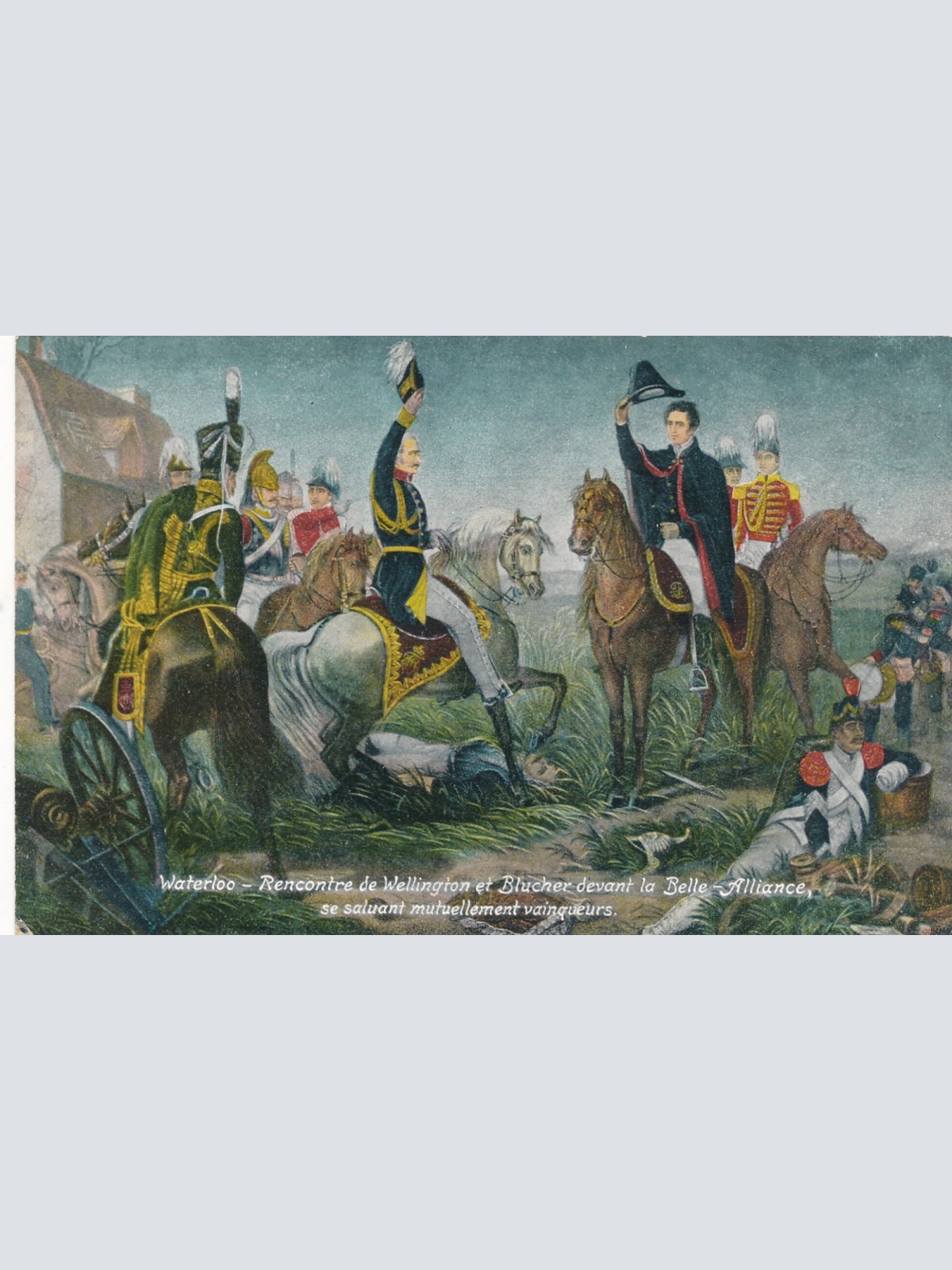 AK Waterloo Recontre de Wellington et Bucker Ansichtskarte (14852)
