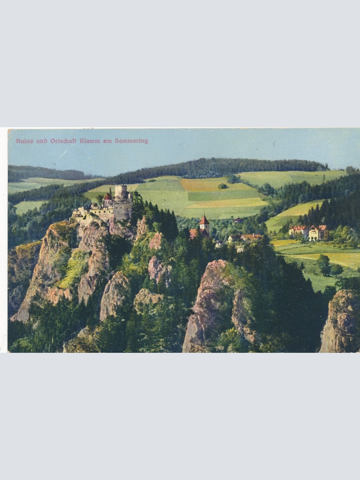AK Ruine und Ortschaft Klamm am Semmering Niederösterreich Ansichtskarte (14820)
