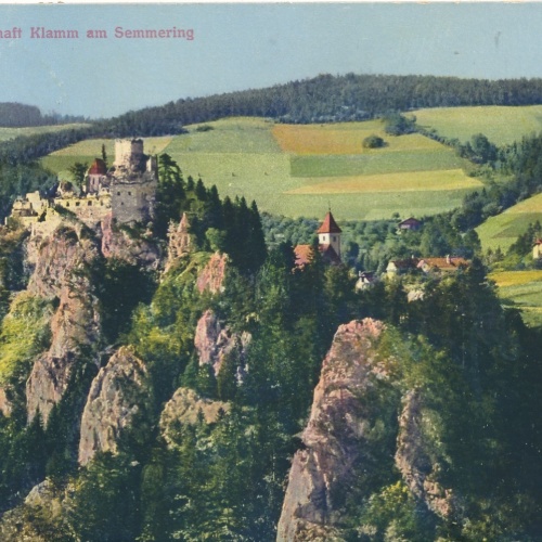 AK Ruine und Ortschaft Klamm am Semmering Niederösterreich Ansichtskarte (14820)