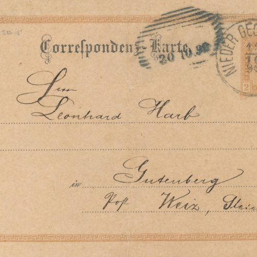 2 Kreuzer Ganzsachen - Karte aus Nieder Georgenthal (14917)