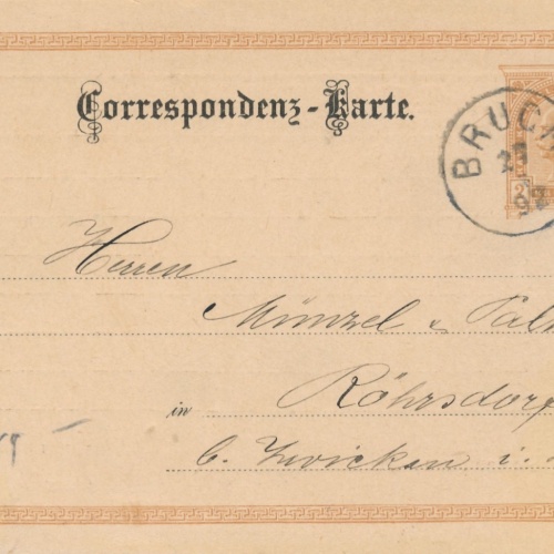 2 Kreuzer Ganzsachen - Karte aus Bruch (14919)