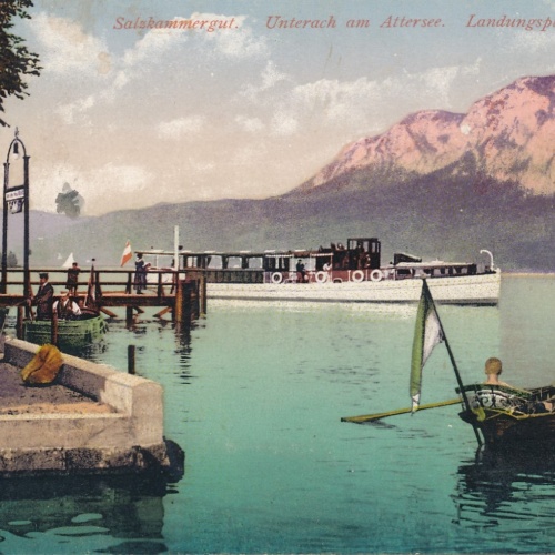 AK aus Unterach am Attersee Landungsplatz Oberösterreich Ansichtskarte (15074)