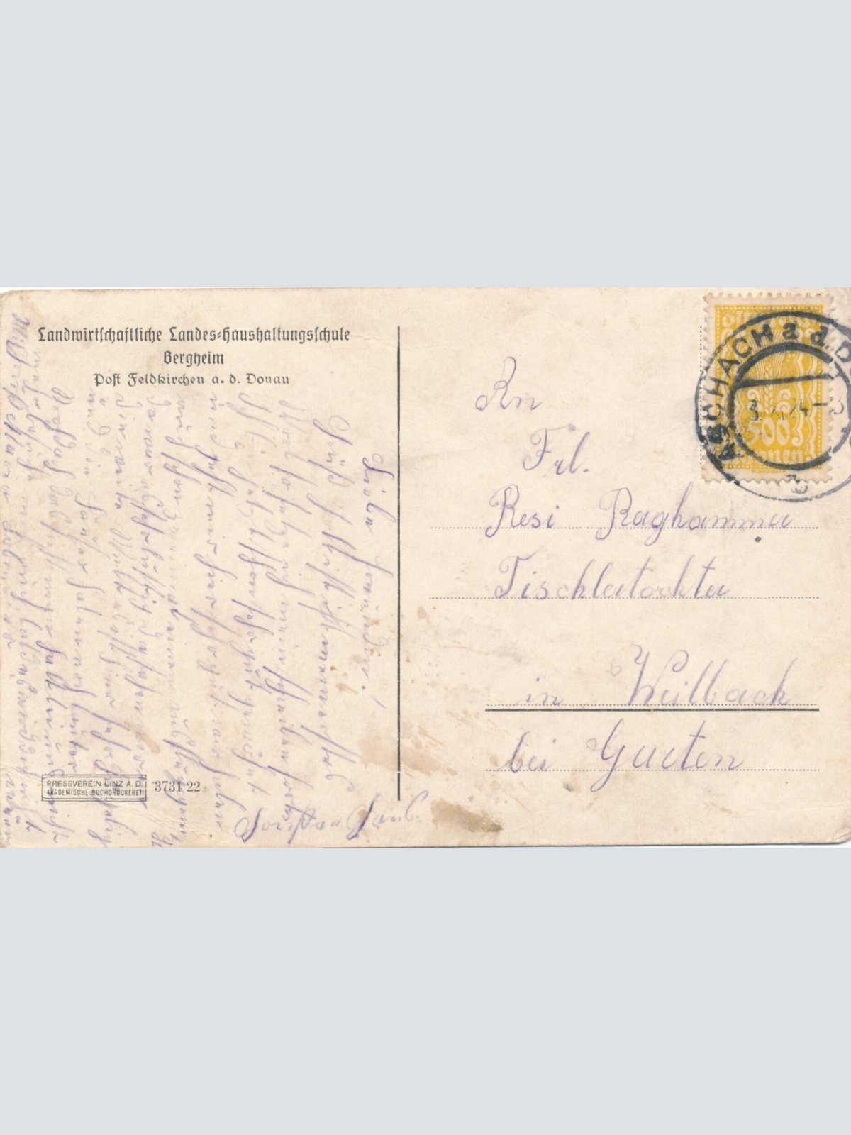 AK aus Feldkirch Lanwirtsch. Haush. Schule Oberösterreich Ansichtskarte (15155)