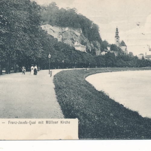 AK aus Salzburg - Salzburg Franz Josef Quai mit Kirche Ansichtskarte (14935)