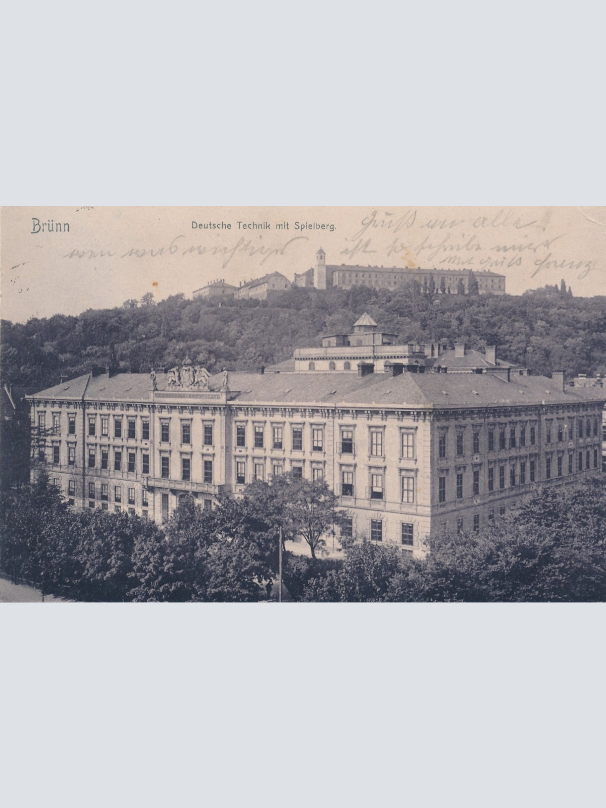 AK aus Brünn Deutsche Technik mit Spielberg Tschechoslov. Ansichtskarte (14943)