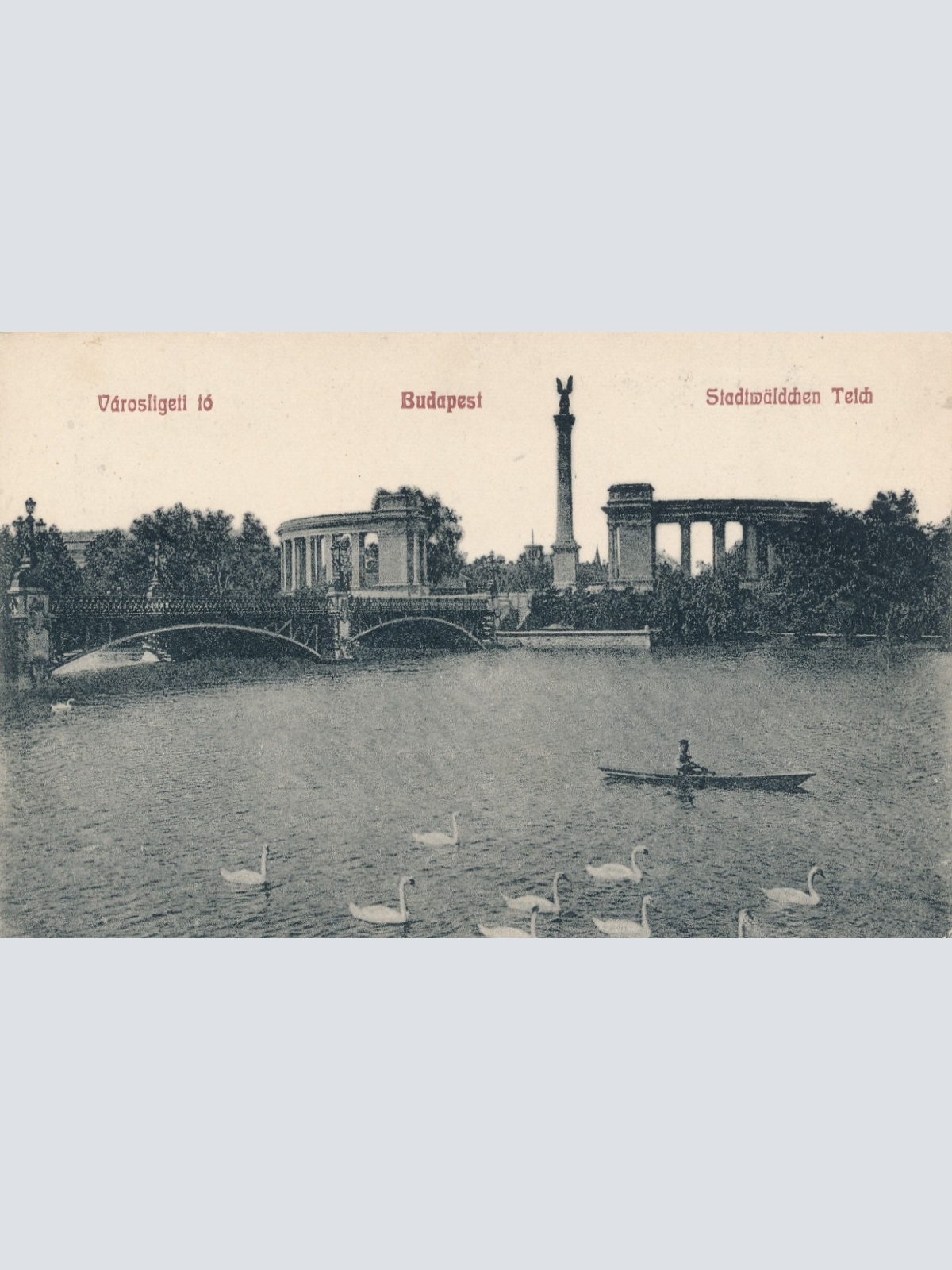 AK aus Budapest Stadtwäldchen Teich Ungarn Ansichtskarte (14925)