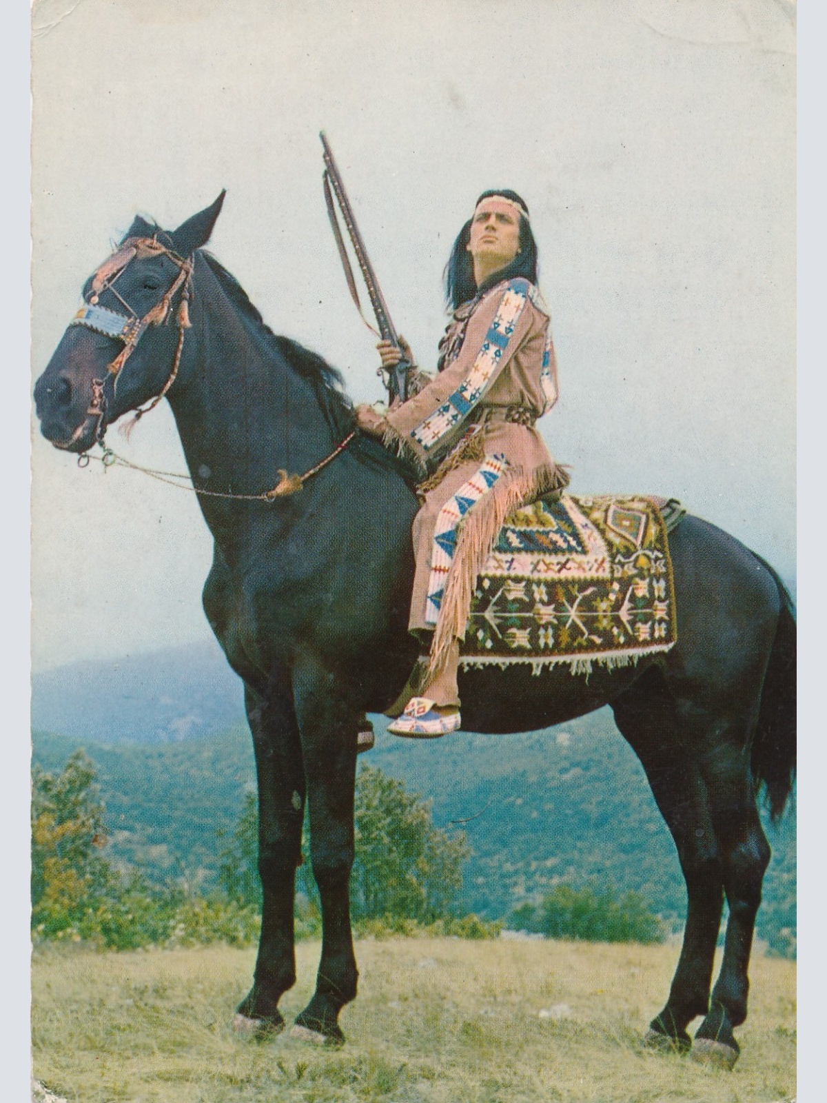 AK vom Pierre Brice Winnetou auf seinem Pferd Ansichtskarte (14957)