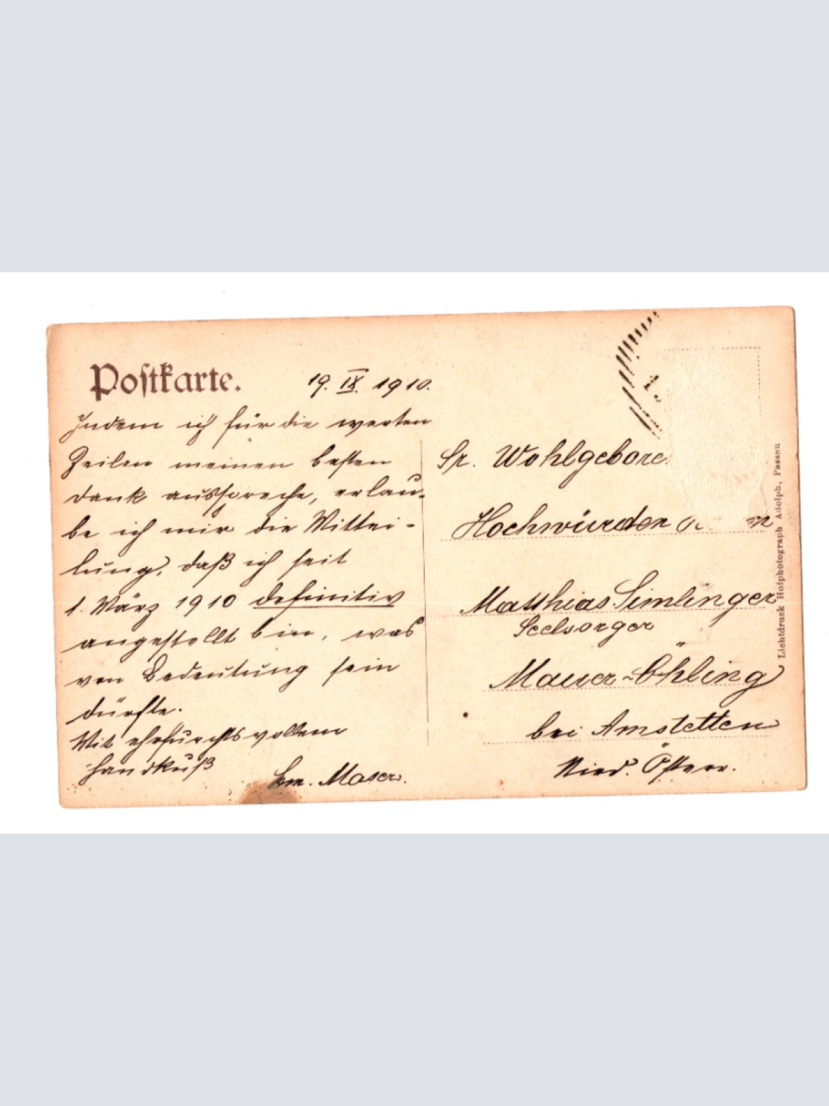 AK aus Esternberg, Oberösterreich Ansichtskarte (F405)