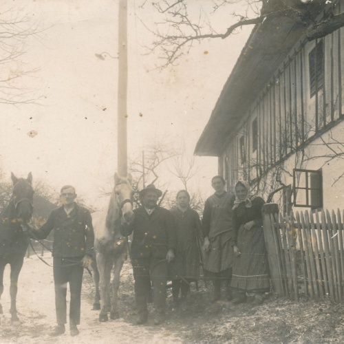 AK aus Antiesenhofen Fam. Birgleder mit Pferd Ansichtskarte (14984)