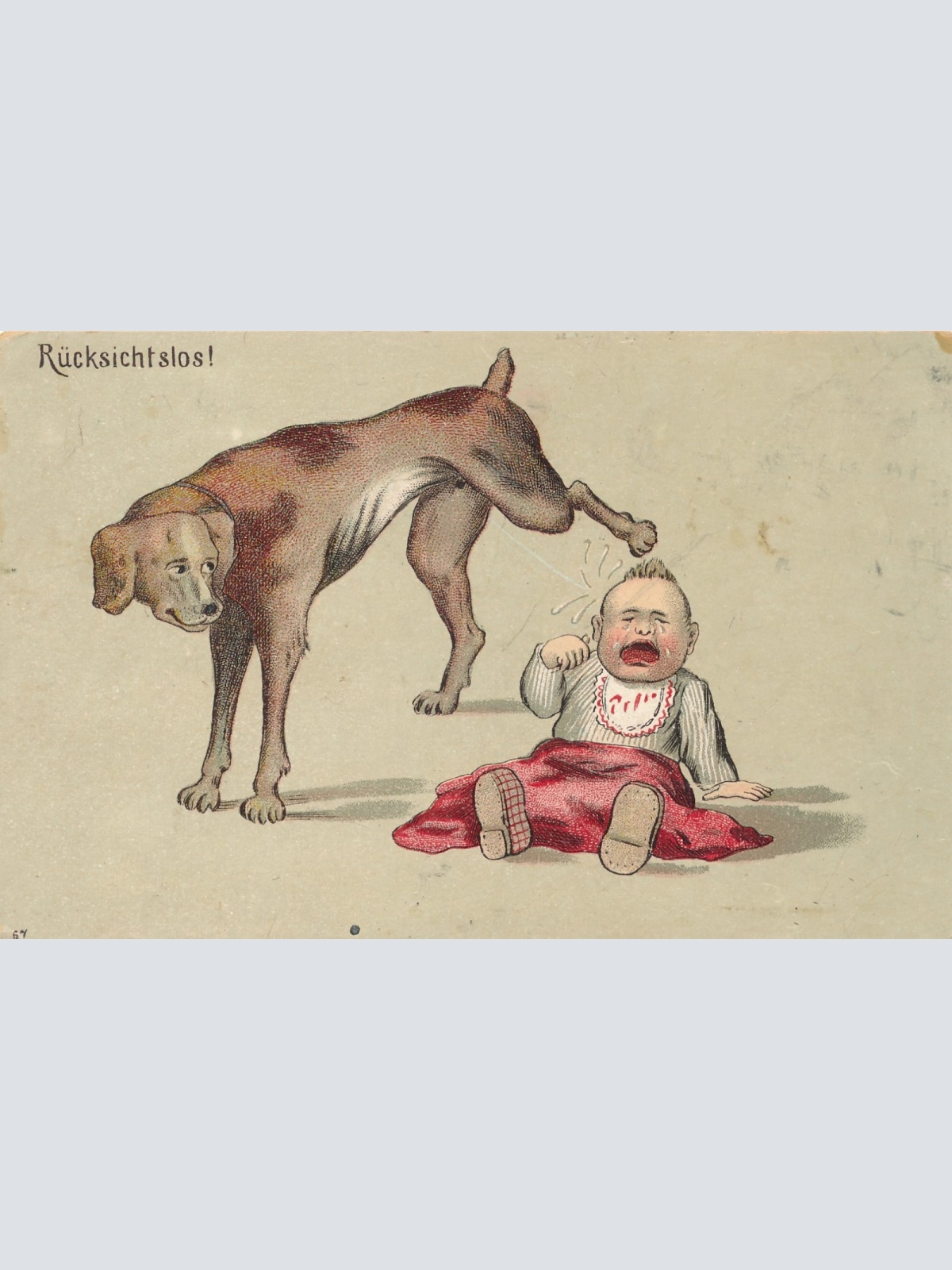 Motiv - Karte Hund mit Baby Rücksichtslos Ansichtskarte (15867)