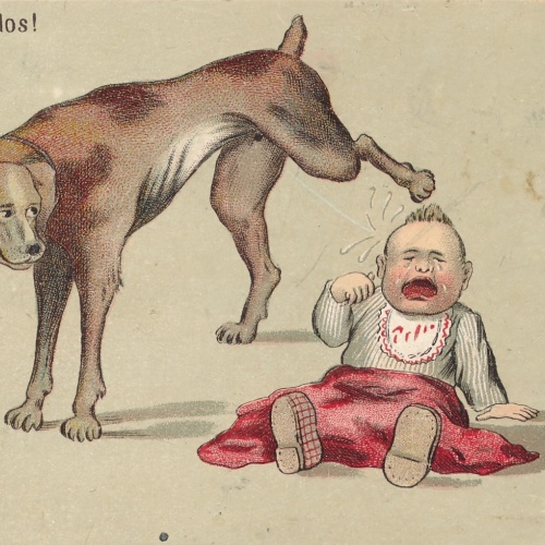 Motiv - Karte Hund mit Baby Rücksichtslos Ansichtskarte (15867)
