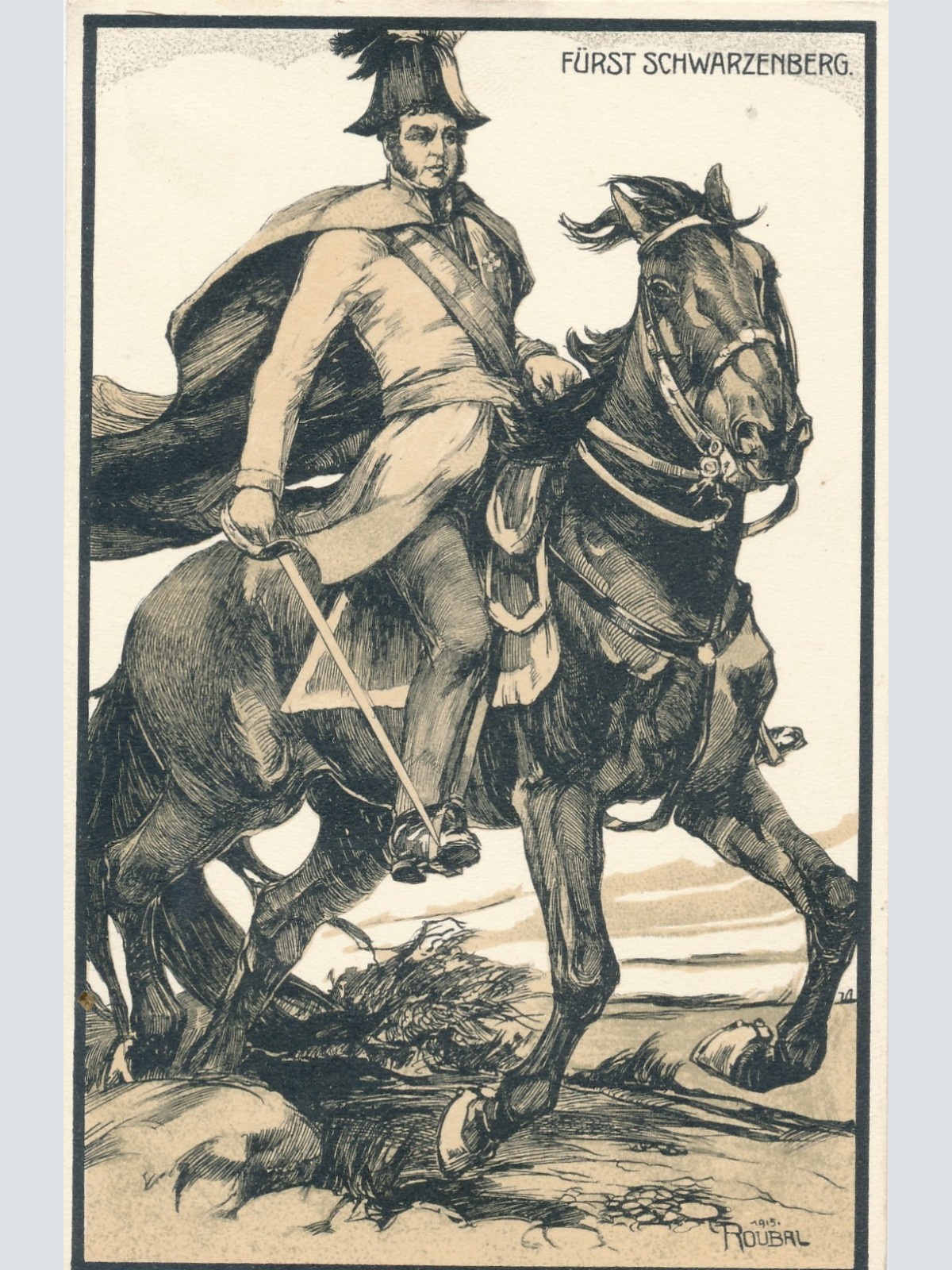 AK vom Fürst Schwarzenberg auf dem Pferd Ansichtskarte (15870)