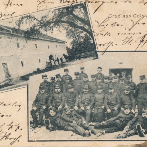 AK gruß aus Goldwörth mit Musiker Oberösterreich Ansichtskarte (15035)