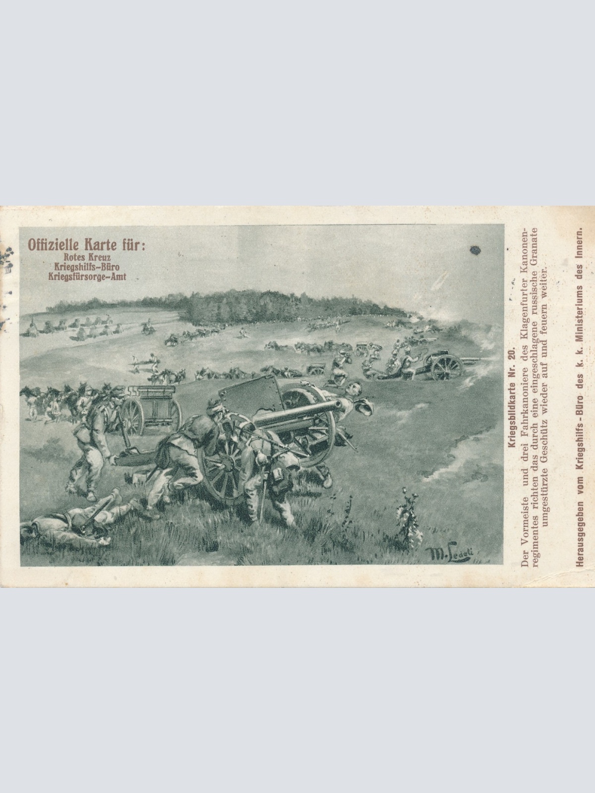 AK Militaria Rot Kreuz Karte Nr. 20 der Vormeiste und drei Fahrkanoniere (16030)