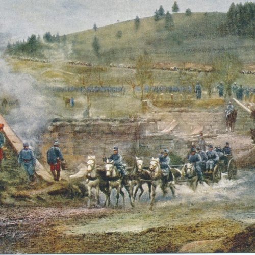 AK Militaria Öst Ung. Artillerie auf dem Vormarsch in Bessarabien (16024)