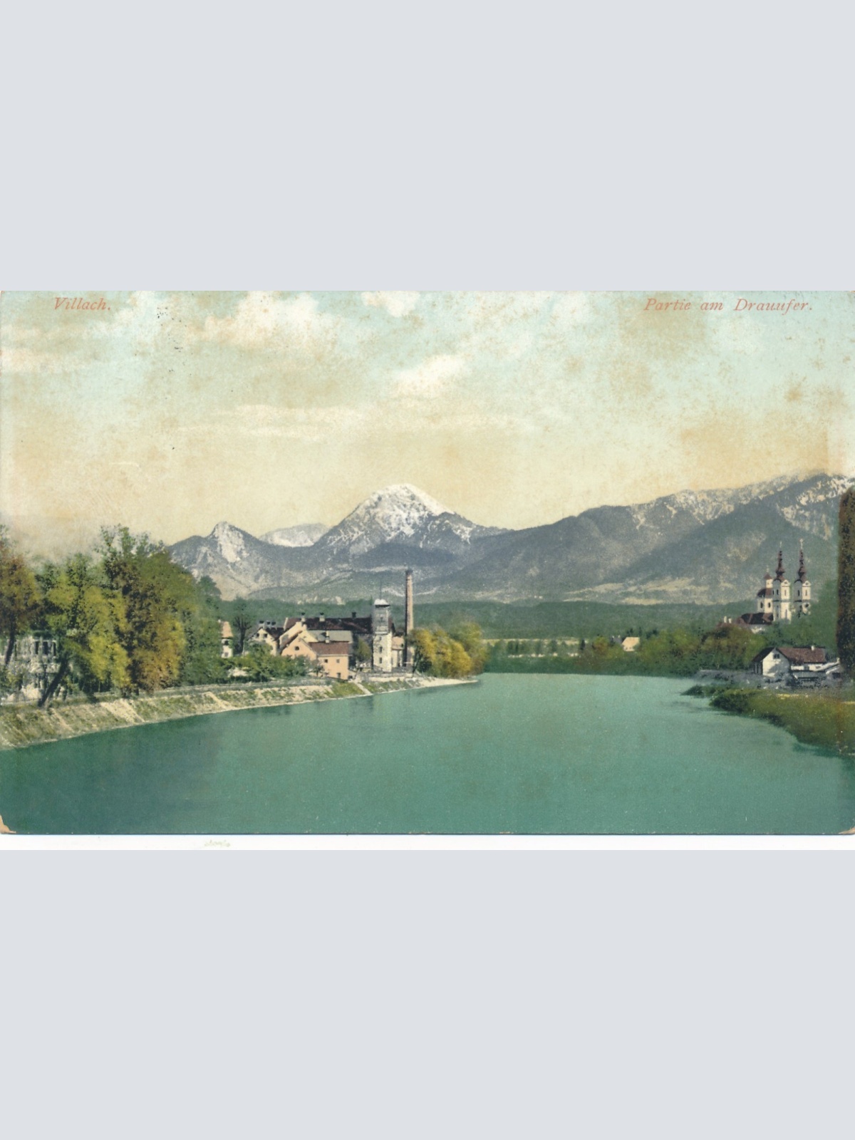 AK aus Villach Partie am Drauufer Kärnten Ansichtskarte (16078)