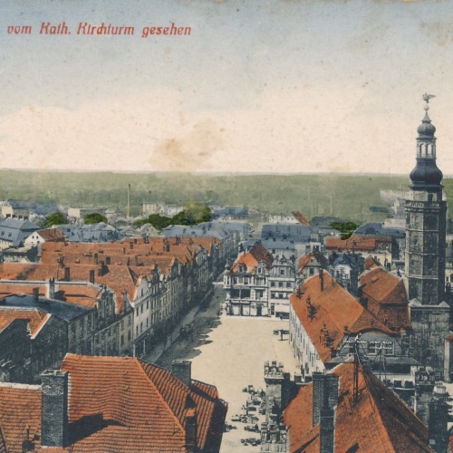 AK aus Bunzlau Polen mit Kirchturm Ansichtskarte (15124)